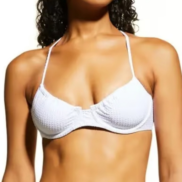NWT PQ White Women's  Saw Jasmine Underwire Top Swim Bra Sz S - Picture 1 of 8
